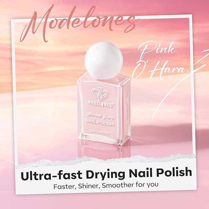 modelones Pastel Pink Nail Polish, Light Pale Pink 15 ml Quick Dry Nail Lacquer Strengthener Long Last Shine Fingernail Toe Nail Art DIY Home Travel Manicure Gift for Women Girls 0.5 Fl Oz