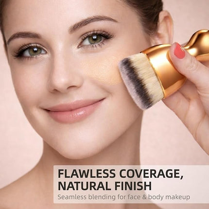 Angled Kabuki Brush – High-Density Face & Body Blending Makeup Brush for Liquid Foundation, Bronzing Lotion, Concealer, Powder, Cream, Contouring, Buffing & Streak-Free Self Tanner Applicator