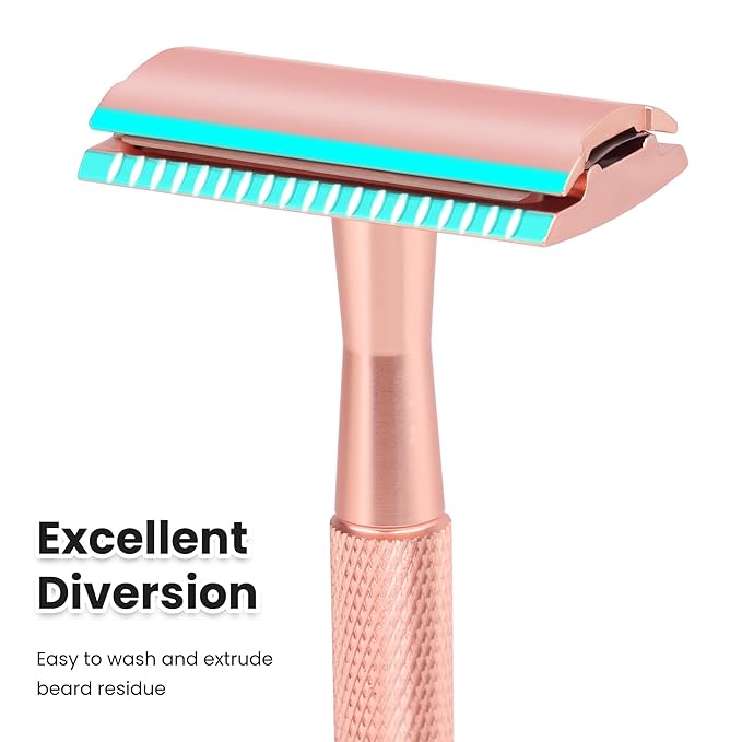 Single Blade Razor For Women With 10 Premium Stainless Steel Reusable Safety Razor Blade, Woman One Blade Razor, Rose Gold