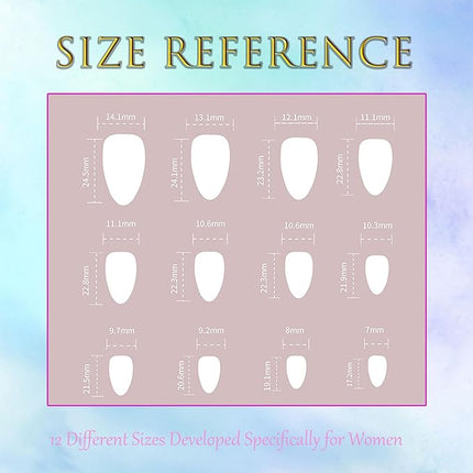 Almond Press on Nails Medium Pink With 3D Gold Stripes Designs White French Tips Fall Winter False Acrylic Glue on Glossy Stick on for Women 24 Pcs