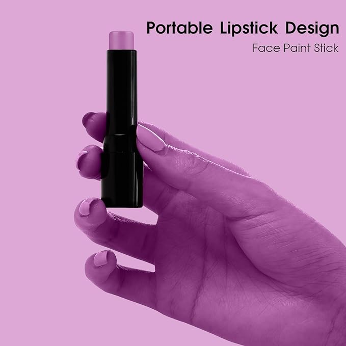 BAD COLOR Light Purple Face Paint Stick, Cream Lavender Periwinkle Eye Black, Sweatproof Waterproof for Sports Violet Lilac Halloween SFX Ursula Cosplay Costume Makeup