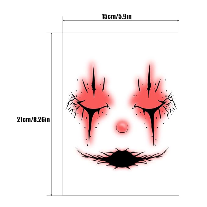 Halloween Face Tattoo, Face Tattoos with Scar & Blood Eye Design, Face Temporary Tattoo Sticker, Temporary Makeup Tattoo Stickers,Perfect for Halloween Stage Masquerade Party 8Pcs