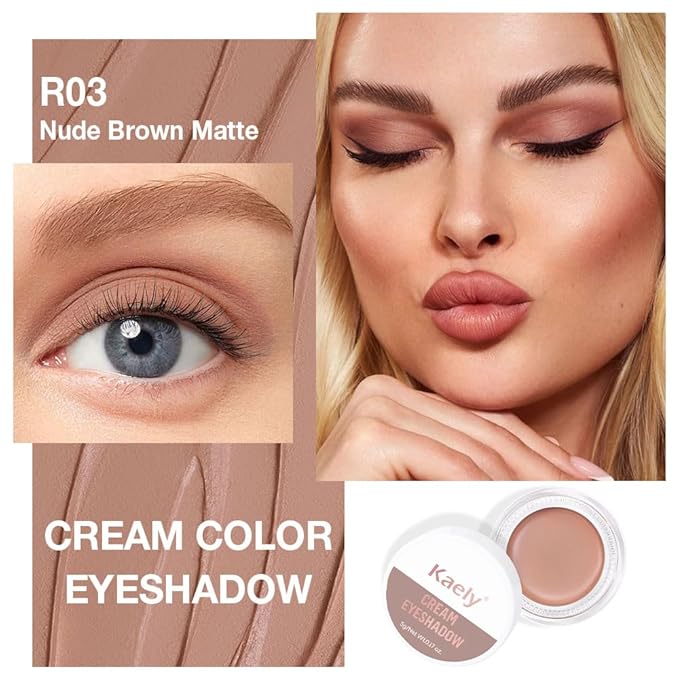Single Cream Nude Brown Matte Eyeshadow Palette Makeup, Natural Single Mini Instant Holographic Eyeshadow For Women, Sombras Crema Para Ojos, Talc, Paraben & Cruelty Free, R03