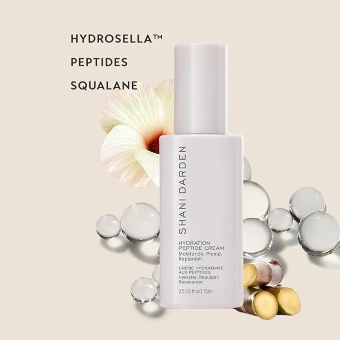 Shani Darden Hydration Peptide Cream, Oil-Free Face Moisturizer with Peptides, Squalane, Niacinamide & Ceramides for Normal to Dry Skin, Up to 72 Hours of Hydration Without Clogging Pores, 2.5 fl oz