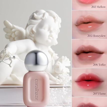 Dew Drop Tint #207 Flame 4.5g, Glossy, Lightweight Lip Stain, Glass-Like, High Shine, Moisturizing Lip Oil, Long Lasting Color, Hydrating Gloss, Dewy Finish, Korean Beauty Makeup