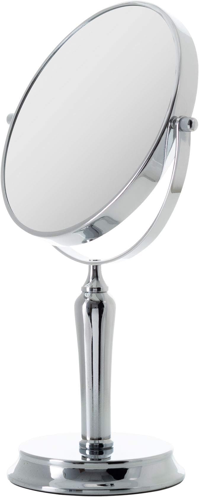 Zadro Anaheim 8.75” Round Non-Lighted Makeup Mirror 5X 1X Magnifying Makeup Mirrors Rotating Head Makeup Mirror for Desk