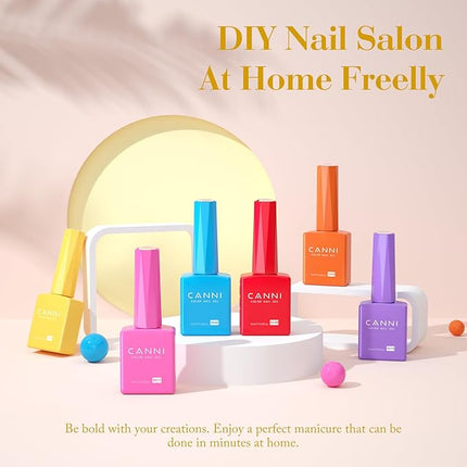 CANNI Gel Nail Polish Set – Bright Rainbow Summer 6 Colors 9ML (Red, Pink, Yellow, Blue, Orange,Purple), High Gloss Soak Off UV LED Nail Gel for Summer DIY Manicure
