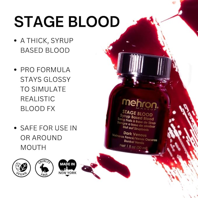 Mehron Makeup Stage Blood | Edible Fake Blood Makeup for Stage, Costume, Cosplay (1oz.) (Dark Venous)