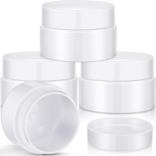 Patelai 4 Pieces Round Wide-mouth Leak Proof Plastic Container Jars with Lids for Travel Storage Makeup Beauty Products Face Creams Oils Salves Ointments DIY Making(1 Ounce,Pure White)