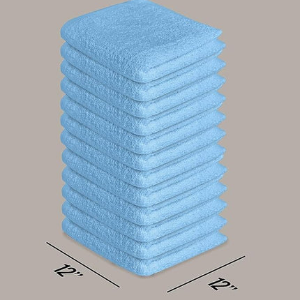Softolle 100% Cotton Washcloths (12x12 Inches) Soft, Highly Absorbent Washcloth, Face Towels, Wash Cloths for Face, Ring Spun, Bulk Pack (Sky Blue, 60 Pack)