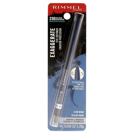 Rimmel London Exaggerate Waterproof Eye Definer Eyeliner, Highly Pigmented, Long-Wearing, Built-In Smudger, 230, Deep Ocean, 0.01oz