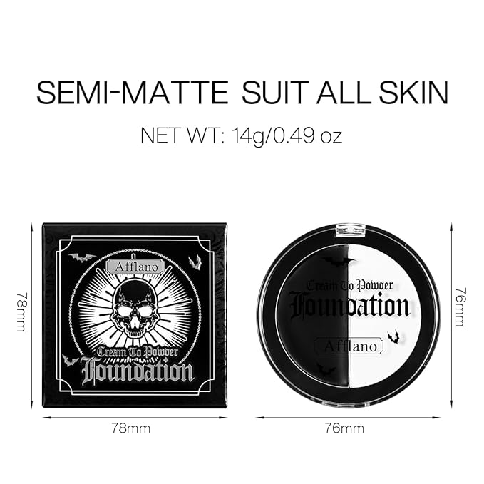 Halloween Black White Face Paint, Goth White Foundation Makeup Cream To Powder Greasepaint, Emo Gothic Clown Cosplay Face Painting Full Coverage, Eye Black Body Paint SFX Cary Skeleton Zombie Costume