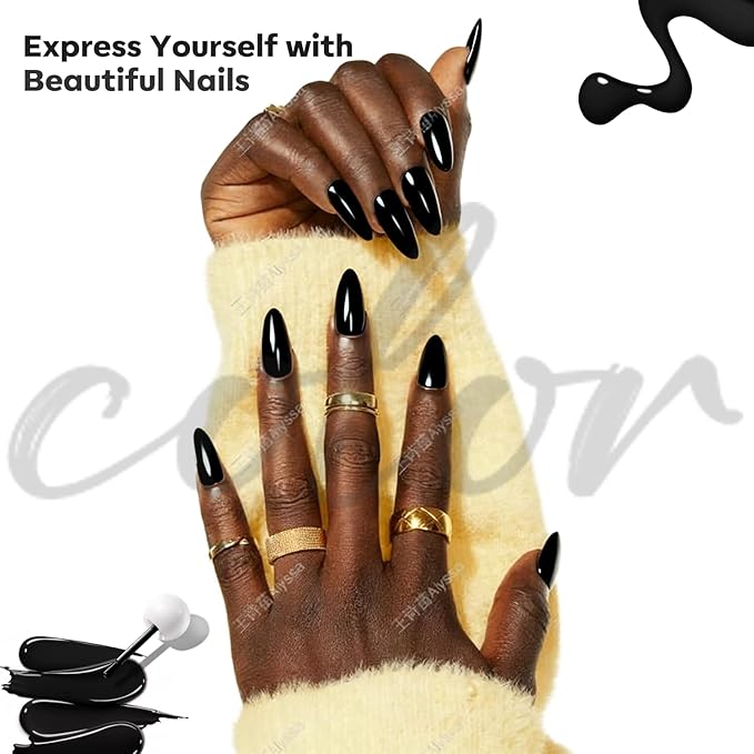 modelones Nail Polish, 15 ml Classic Black Nail Polish Quick Dry Nail Strengthener Long Last Shine Fingernail Toe Nail Art DIY Home Travel Manicure Gift for Women Girls 0.5 Fl Oz