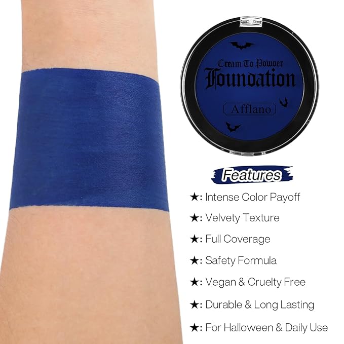 Blue Face & Body Paint Makeup Foundation, Professional Royal Blue Face Painting for Adults & Kids,Oil-Based Non-Toxic Cream Greasepaint for Halloween Makeup FX,Cosplay Costumes, Festivals,Smurf,Avatar
