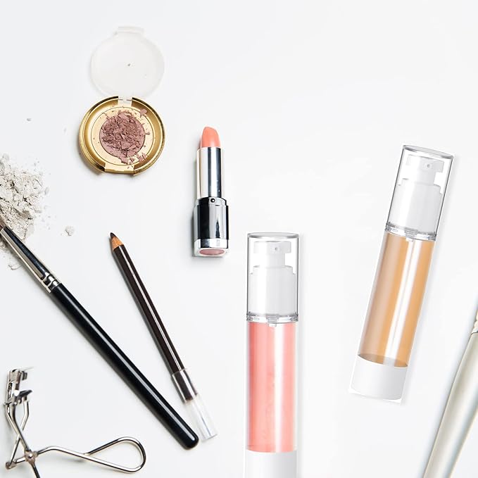 Sabary 60 Pcs Clear Airless Pump Bottles Refillable Cosmetic Travel Size Dispenser Vacuum Plastic Travel Bottles Empty Lotion Pump Dispenser Liquid Toiletry Container(3.4 oz)