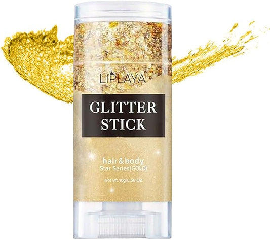 Gold Body Glitter Stick, Singer Concert Festival Rave Accessories Body Glitter Makeup Gel.