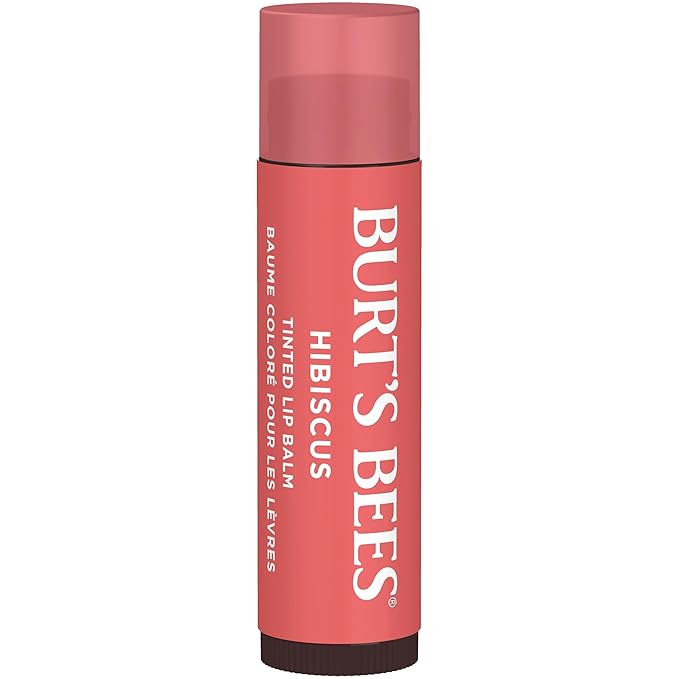 Burt's Bees Lip Tint Balm with Long Lasting 2 in 1 Duo Tinted Balm Formula, Color Infused with Deeply Hydrating Shea Butter for a Natural Looking Buildable Finish, Soft Hibiscus (2-Pack)