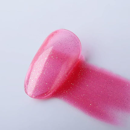 Imtiti Golden Shimmer Rose Red Jelly Gel Nail Polish, UV LED Soak Off Gold Glitter Clear Rose Pink Jelly Nail Polish,Sparkle Clear Pink Translucent Gel Polish