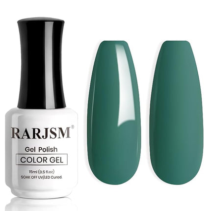 RARJSM Dark Sage Green Gel Nail Polish Creamy Muted Gray Green Gelpolish 15ML 1Pc Soak off Curing Required Nail Art French Manicure Salon DIY at Home Fall Winter