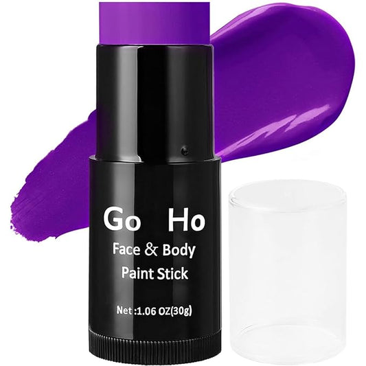 Go Ho Cream-Blendable Purple Face Paint Stick,Full-coverage Purple Body Paint for Adults Children Halloween Cosplay SFX Witch Devil Makeup,Waterproof Purple Eye Black Stick