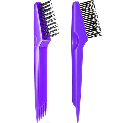Yaomiao 2 Pcs Hair Brush Cleaner Tool 2-in-1, Purple Hairbrush Cleaner for Removing Hair Dust, Mini Comb for Removing Dirt, Home Salon Use