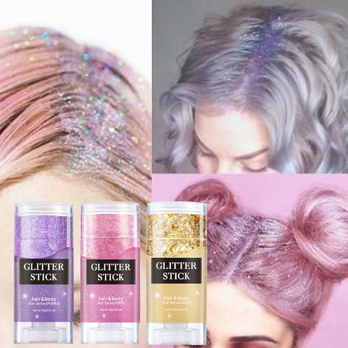 Purple Face Glitter Stick,Holographic Sequins Paint Sparkling Body Glitter Gel Makeup for Women. (Purple face Glitter Stick)