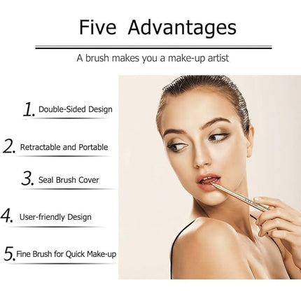 Gold Retractable Lip Makeup Brushes Double-Ended Retractable Lip Brush Travel Lipstick Gloss Makeup Brush for Christmas Gifts