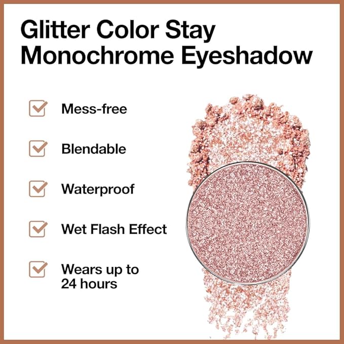 Glitter Shimmer Sparkle Eye Shadow Palette Makeup for Women, Shimmer Rose Gold Glitter Metallic Holographic Iridescent Cream Iridescent Single Monochrome Eyeshadow Makeup