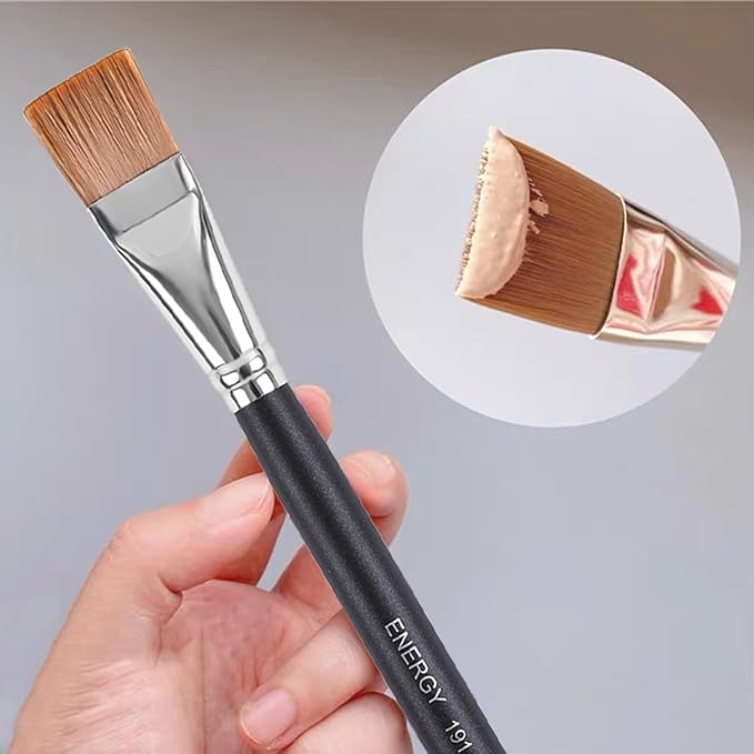 ENERGY Square Foundation Brush Professional Flat Facial Mask Brush for Blending Liquid Cream Foundation Emulsion Cosmetics Vegan Face Makeup Brush