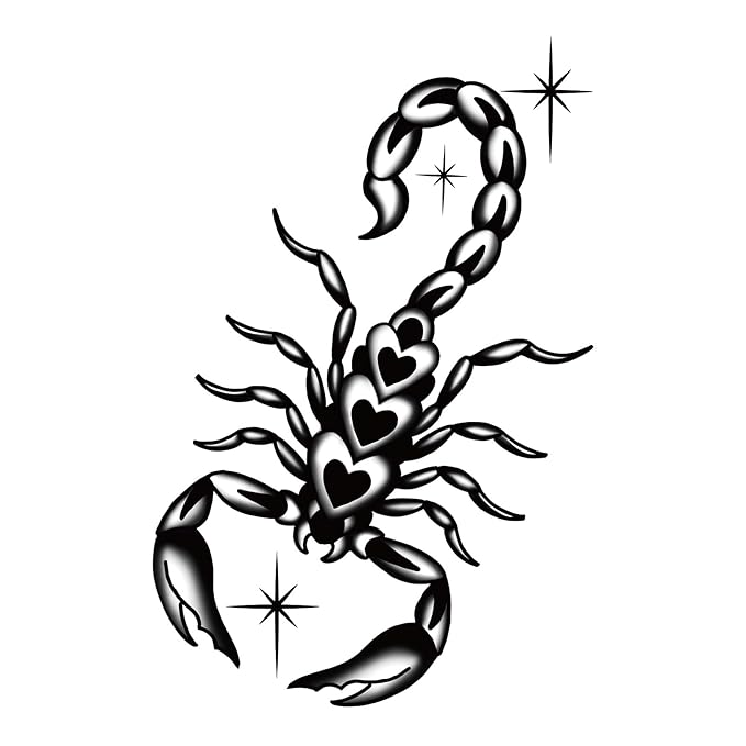 Scorpion Temporary Tattoos – Y2K Tribal Gothic Fake Tattoos for Women & Men, Edgy Scorpion Body Art Sticker Set of 2 for Arm, Waist, Shoulder & Back, Long Lasting and Realistic