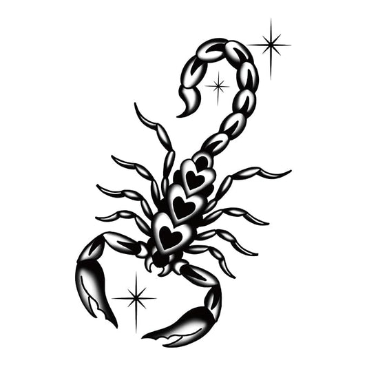 Scorpion Temporary Tattoos – Y2K Tribal Gothic Fake Tattoos for Women & Men, Edgy Scorpion Body Art Sticker Set of 2 for Arm, Waist, Shoulder & Back, Long Lasting and Realistic