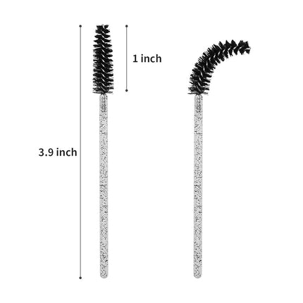 CHEFBEE 100PCS Disposable Eyelash Brush, Mascara Wands Makeup Brushes Applicators Kits for Eyelash Extensions and Eyebrow with Container (Black)