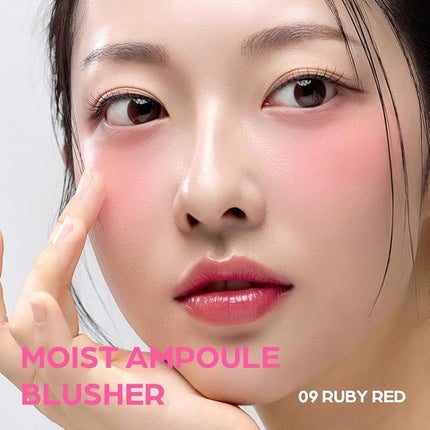 House of Hur Moist Ampoule Blusher with 50% Moisture Essence | Hydrating & Long-Lasting Blush | 0.33 fl. oz. (9 Shades) - Ruby Red