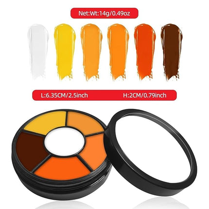 Go Ho 6 Colors Orange Face Body Paint,Cream Washable Formula Face Painting for Halloween Cosplay,Body Paint SFX Makeup Palette,Professional Face Paint White Orange Yellow Makeup