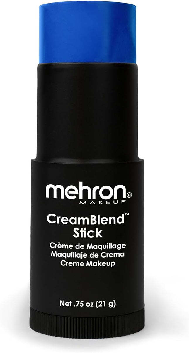 Mehron Makeup CreamBlend Stick | Face Paint, Body Paint, & Foundation Cream Makeup | Perfect for Halloween .75 oz (21 g) (Blue)