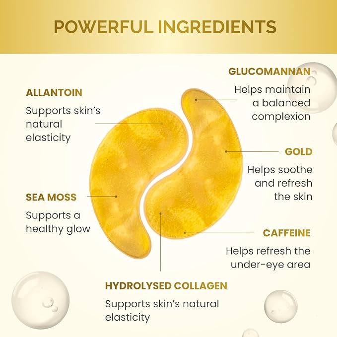 PLANTIFIQUE Gold Eye Patches for Puffy Eyes | 30 Pairs | Gifts | Under Eye Masks for Dark Circles | Puffiness Eye Gels | Eye Mask Skincare