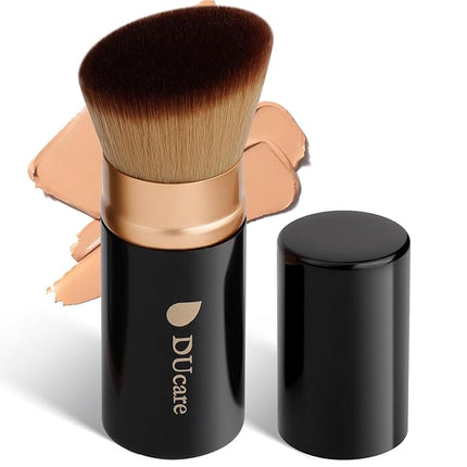 DUcare Retractable Makeup Brush for Foundation Liquid, Cream and Bronzer Kabuki Face Makeup Travel Brushes With Aluminum Handle