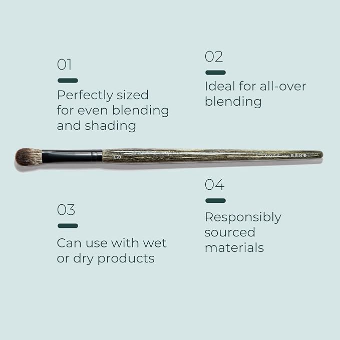 Rose and Ben Beauty E28 Shading and Blending Brush | Multi-Use Head for Even Blending & Shading | Cruelty-Free Bristles