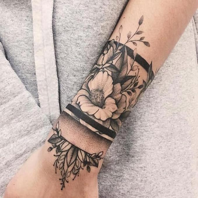 Large Temporary Tattoos Women Temporary Neck Tattoos Temporary Realistic Flower Chest Tattoo for Adults (Temporary Tattoos Sticker 16)
