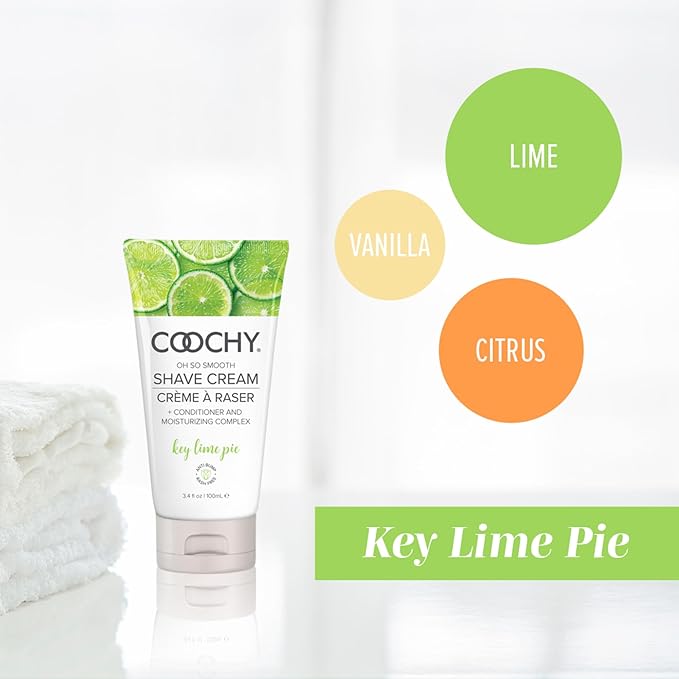 Coochy Shave Cream - Moisturizing Shave Lotion - Gentle Intimate Shaving Cream - For Bikini Area, Underarms, Legs & More - Rash-Free, Hydrating Formula - Key Lime Pie, 3.4 oz