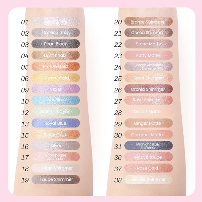 evpct 1Pcs Rose Gold Shimmer Cream Eye Shadow Brightener Sticks for Eyes Waterproof Pigmented, Double Ended Cream Eyeshadow Stick Pencil Pen with Applicator, Eye Shadow Palette Highlighter Makeup 37