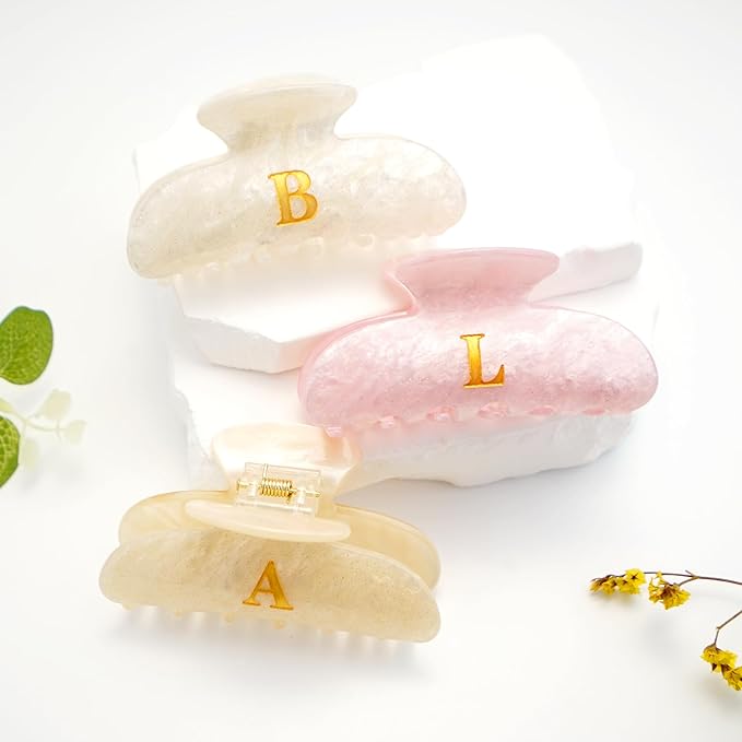 Birthday Gifts for Women - Acrylic Letter Hair Clips for Women, Pink Letter Hair Claw Fashion Glitter Claw Clips Durable Hair Accessory, Mom Birthday Gifts, anniversarys Gifts, Gifts for Her