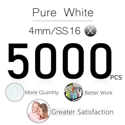 qiipii 5000PCS 4mm Solid White Resin Rhinestones for Crafting Pure White Flatback Jelly Stones Bulk SS16 Diamonds Crystals Gems for Makeup Mugs Tumblers Bottles Cups DIY Crafts Clothes Shoes Phones