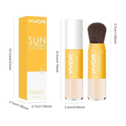KYDA 2 Pcs Mineral Sunscreen Powder for Face & Scalp, Mineral Scalp Sunscreen SPF 35, Lasting Oil Control Matte Loose Setting Powder, Lightweight Breathable for All Skin Type, Medium