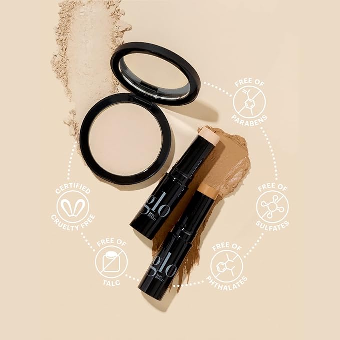 Glo Skin Beauty Pressed Base Powder Foundation Makeup (Beige Light) - Flawless Coverage for a Radiant Natural, Second-Skin Finish