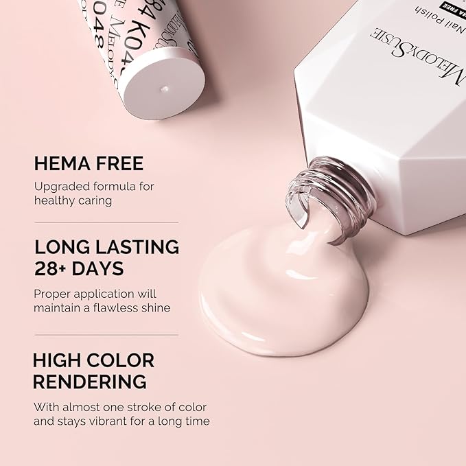 MelodySusie Hema Free Gel Nail Polish, 0.5 Fl Oz Thick White Nude Pink Gel Polish, Non-Toxic, Long Lasting, Soak Off UV Nail Polish, Manicure Nail Design Salon DIY Nail Art at Home K0484