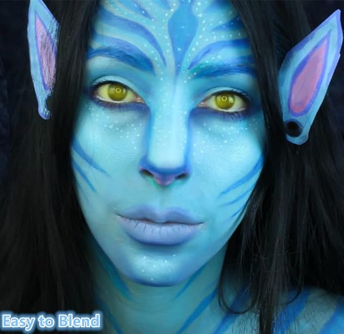 Go Ho Light Blue Face Body Paint Washable(2.37oz/pc),Water Based Cream Pale Blue Face Paint,Body Paint for Halloween Costumes Festivals Cosplay SFX Ghost Bride Sally Makeup