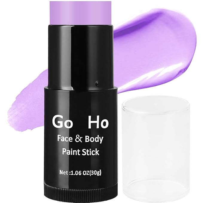 Go Ho Cream-Blendable Pastel Purple Face Paint Stick (1.06 Oz),Full-coverage Light Purple Body Paint Stick for Adults Children Halloween Cosplay SFX Ursula Makeup,Waterproof