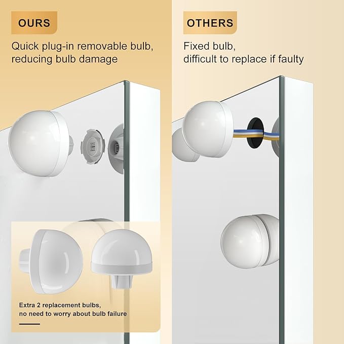 Hasipu Hollywood Vanity Mirror with Lights and Bluetooth Speaker, 35" x 24" Makeup Mirror with 16 Dimmable LED Bulbs 3 Color Modes, 5X Magnifying Glass, Touch Control, USB and Type-C, Tempered Glass