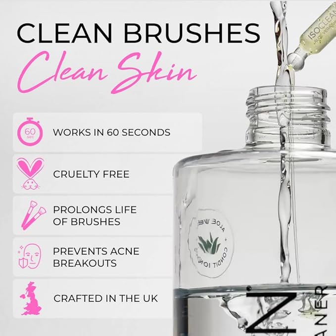 ISOCLEAN Professional Brush Cleaner 9 fl oz - Spray Top Makeup Brush Cleaner for Cosmetic Tools, Cleans Bristles, Scented No-Rinse Formula Dries in 60 Seconds, Vegan, Not Tested on Animals